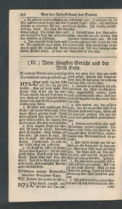 (III.) Vom jüngsten Gericht und der Welt Ende.