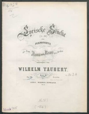 Heft 2: Lyrische Stücke (I - IV.) für Pianoforte : op. 106.