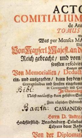 Actorum Comitialium Publicorum de Anno ... Tomus ..., 1742,1/2