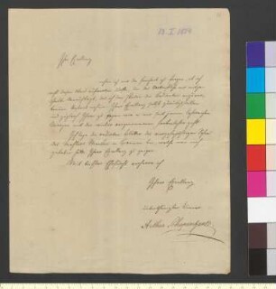 Brief von Schopenhauer, Arthur an Goethe, Johann Wolfgang von