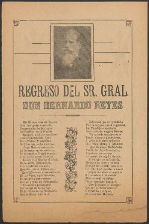 Regreso del Sr. Gral. Don Bernardo Reyes