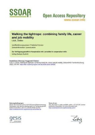 Walking the tightrope: combining family life, career and job mobility