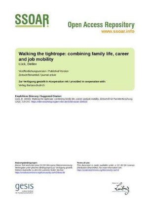 Walking the tightrope: combining family life, career and job mobility