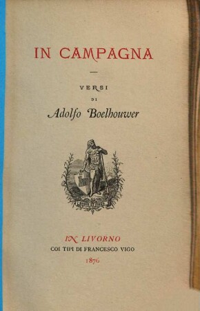 In Campagna : Versi di Adolfo Boelhouwer