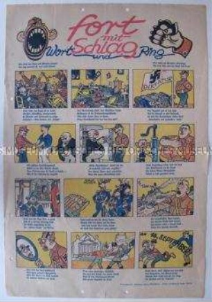 Bilderbogen zur Reichstagswahl im September 1930 mit Karikaturen und Versen gegen die NSDAP