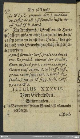 Titulus XXXVII. Von Gebewden