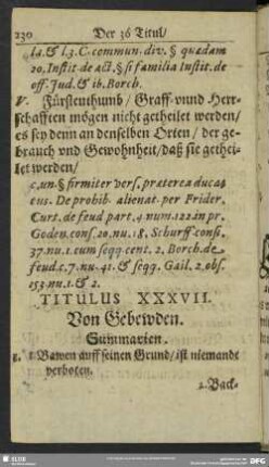 Titulus XXXVII. Von Gebewden