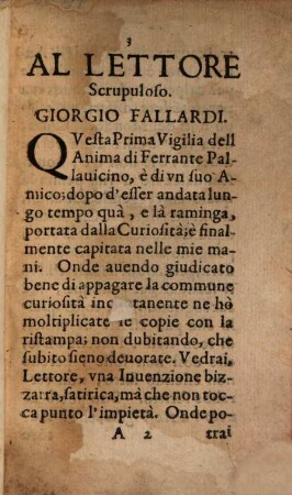 L' anima di Ferrante Pallavicino : [Vigilia prima]