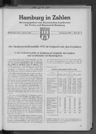 Die Straßenverkehrsunfälle 1953 im Vergleich mit den Vorjahren