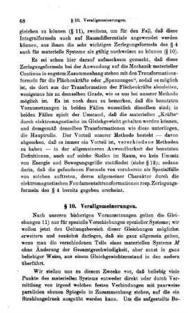 § 10. Verallgemeinerungen
