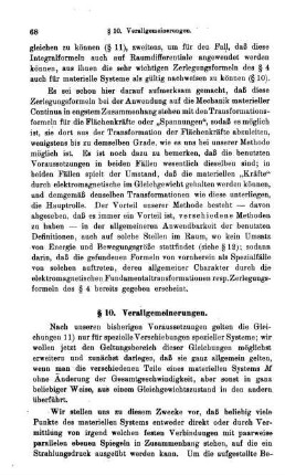 § 10. Verallgemeinerungen