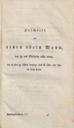 Pestalozzi's sämmtliche Schriften, 7. Meine Nachforschungen über den Gang der Natur in der Entwicklung des Menschengeschlechts