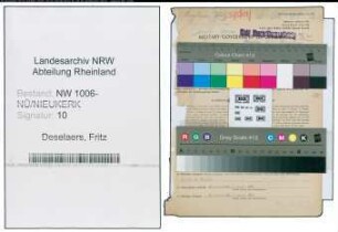Entnazifizierung Fritz Deselaers , geb. 12.06.1900 (Landwirt)