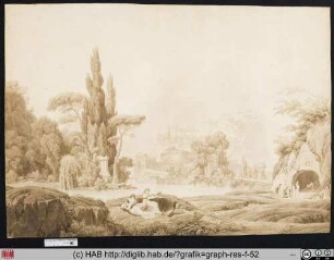 Sepia Landschaft aus der Gegend von Neapel