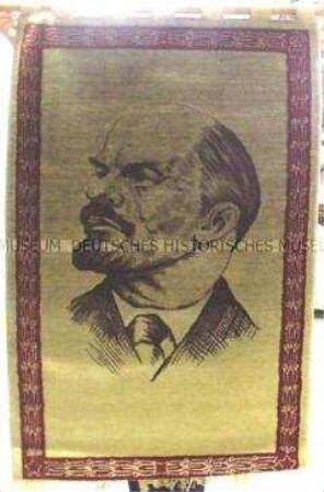 Wandteppich mit dem Porträt von W.I. Lenin