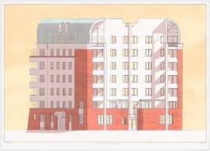 Wohnhaus und Gemeindehaus am Viktoria-Luise-Platz, Berlin-Schöneberg: Perspektivische Ansicht