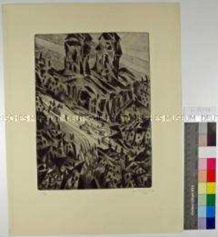 Moloch - 6 Radierungen von Eduard Dollerschell, Blatt 6: Die Schwebebahn