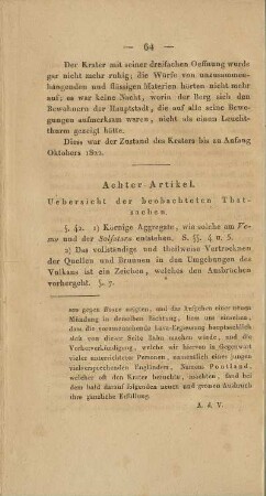 Achter Artikel. Uebersicht der beobachteten Thatsachen.