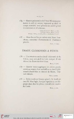 Émaux Cloisonnés & Peints (Nr. 136 - 141)