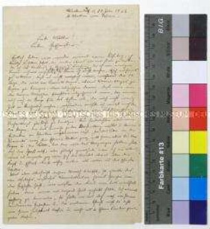 Feldpostbrief des Gefreiten Fritz Baedeker aus seinem Quartier in Weikendorf an seine Mutter und Geschwister über seine Erlebnisse in der Schlacht bei Königgrätz