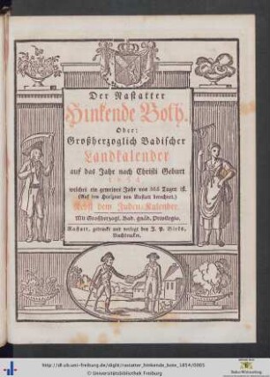 Der Rastatter hinkende Bote: ... auf das Jahr nach Christi Geburt 1854