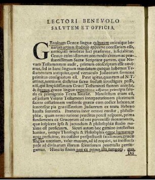 Lectori Benevolo Salutem et Officia.