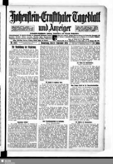 Hohenstein-Ernstthaler Tageblatt und Anzeiger : Hohenstein-Ernstthaler Zeitung, Nachrichten und Neueste Nachrichten ; Generalanzeiger für Hohenstein-Ernstthal mit Hüttengrund, Oberlungwitz, Gersdorf, Hermsdorf, Bernsdorf, ...