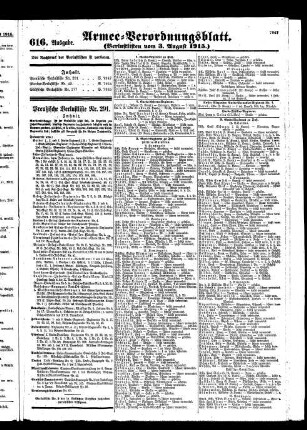 616. Ausgabe. Dienstag, 3. August 1915