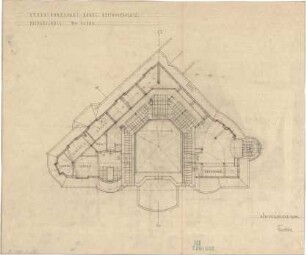 Fischer, Theodor; München, Beethovenplatz; Kunsthaus Brakl, Umbau - Grundriss DG