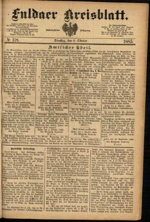Ausgabe vom Dienstag, den 06. Oktober 1885.