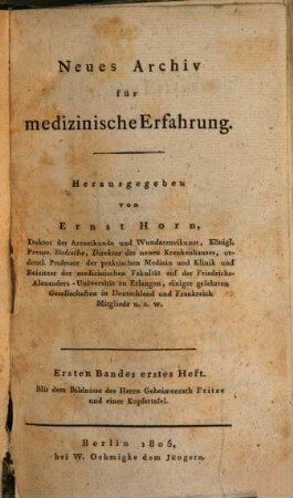 Archiv für medizinische Erfahrung. 7. 1805