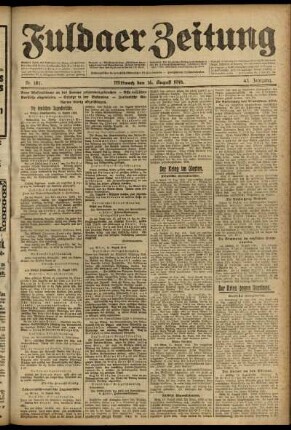 Ausgabe vom Mittwoch, den 16. August 1916.