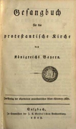 Gesangbuch für die protestantische Kirche des Königreichs Bayern