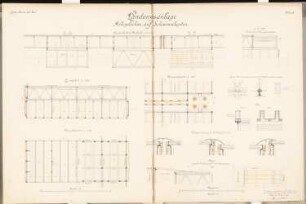 Seehafen Schinkelwettbewerb 1898: Landungsanlage: Anlegebühne auf Schwimmkasten. Schnitte 1:30, Details 1:10