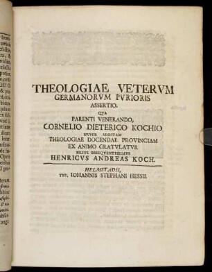 Theologiae Veterum Germanorum Purioris Assertio. [...]
