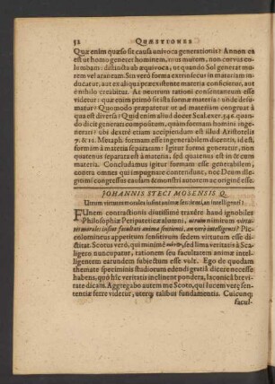 Johannis Steci Mosensis Q. Utrum virtutes morales insint animae sentienti, an intelligenti?
