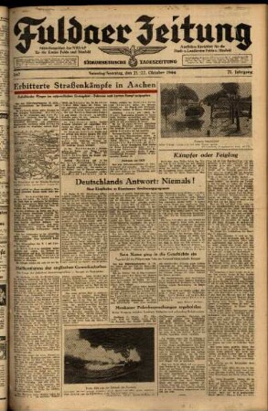Ausgabe vom Samstag, den 21. Oktober 1944.