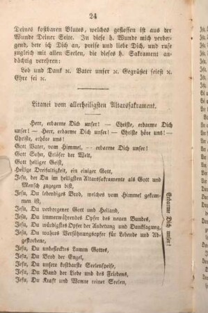 Litanei vom allerheiligsten Altarssakrament.