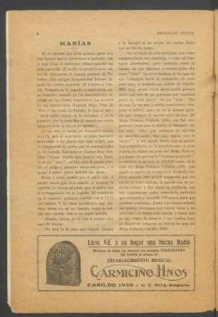 Manías : Mago Palacio, Cabildo 1938.