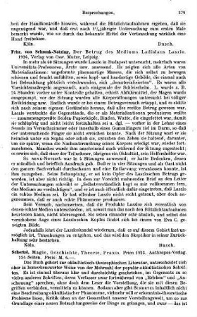 379, von Schrenk-Notzing. Der Betrug des Mediums Ladislaus Laszlo. 1924
