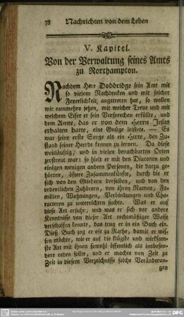 V. Kapitel. Von der Verwaltung seines Amts zu Northampton