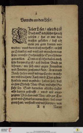 Vorrede an den Leser