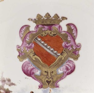 Koppchen und Unterschale mit Wappen Gradenigo und Hafenszenen — Unterschale