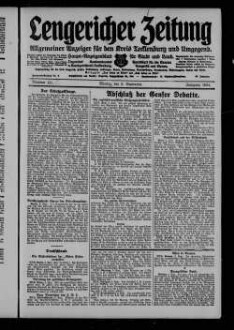 Lengericher Zeitung : allgemeiner Anzeiger für den Kreis Tecklenburg und Umgegend : Amtsblatt für die Aemter Lengerich und Lienen in Westfalen : Haupt-Anzeigenblatt für Stadt und Land : Organ des Landratsamtes und Amtsgericht in Tecklenburg : unabhängige Tageszeitung für die Orte Lengerich, Hohne, Tecklenburg, Ladbergen, Lienen, Kattenvenne, Natrup-Hagen, Brochterbeck, Westerkappeln, Leeden und Ledde