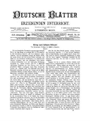 Krieg und höhere Schule! : (Schluß)