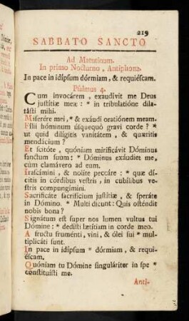 219-236, Sabbato Sancto. ad Matutinum