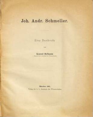 Joh. Andr. Schmeller : eine Denkrede