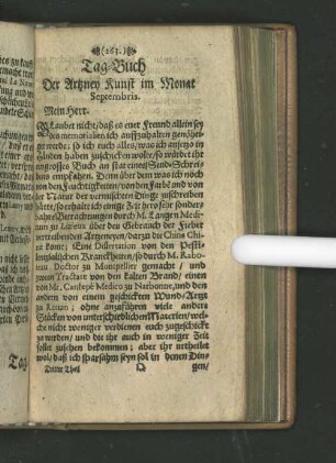 Tag-Buch Der Artzney Kunst im Monat Septembris