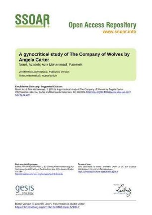 A gynocritical study of The Company of Wolves by Angela Carter