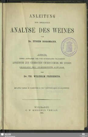 Anleitung zur chemischen Analyse des Weines